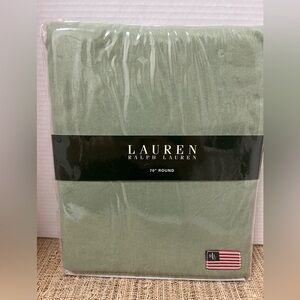 Ralph Lauren Flag Logo Green 70” Round Tablecloth Brand New Old Stock Vintage